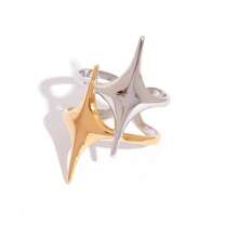 4pcs/Set Punk Retro Y2K Style Cross Star, Hollow Heart Open Ring, Thick Open Ring, Vintage 18K Gold Stainless Steel Rings For Women, Elegant Personalized Accessories, Suitable For Daily Wear, Holiday Gift - Multicolor - View 11