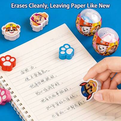 Paw Patrol 2pcs/1pc Eraser Set Featuring Characters From The "Stand Tall" Series, Including Toppy, Chase, Zuma, Sky, Everest, Tracker, Sky, Rex, Wildcat, And Surprise Capsule Erasers. Fun Capsule Erasers, Suitable As Gifts For Office, Parties Or Celebrations, And Great For Pairing With Pencils, Stationery, Back To School And Graduation Seasons.