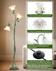 Flower Standing Lamp For Bedroom 3 Color Temperatures Decorative Flower Tall Floor Reading Lamp With Flexible Gooseneck For Bedroom Living Room Office Corner - US A Type Plug(110-127V) - View 5