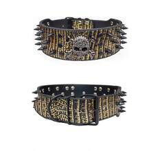 iDestry Collares de perro con picos de 2" de ancho, collares de perro de cuero para perros grandes y medianos, Pitbull, Mastiff, Rottweiler, Pitbull, Labrador, Boxer, collar de calavera para perros de tamaño medio a grande - Multicolor - Ver 19
