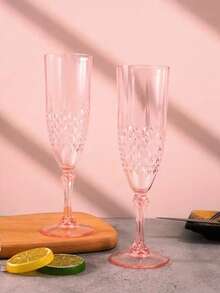 3pcs 8oz Pink Rhombus Pattern Champagne Flutes, Durable Shatterproof Reusable Stemware Glasses For Events, Parties, Hotels, Bars, Restaurants, Weddings, Anniversaries, Holidays (Halloween, Easter, Mother's Day, Father's Day, Valentine's Day, Independence Day, Labor Day) - For Whiskey, Margarita, Vodka, Gin, Soda, Juice, Beverages, Ice Water - Multicolor - View 12