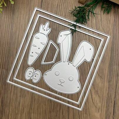 Easter Bunny Cutting Dies, Suitable For Card Making And Scrapbooking Decoration, Includes Easter Theme Words, Bunny Borders, Collage Templates And Embossing Dies, Helping You Easily Create DIY Scrapbook Crafts.