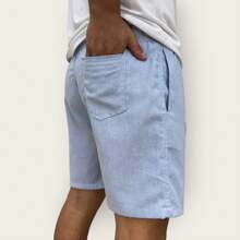 Kit 3 Bermuda Cargo Linen Premium Shorts Mauricinho Men's Casual Basic Comfortable - Màu xanh nhạt - Xem 3