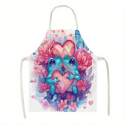 1pc{Colorful Hummingbird And Flower Pattern} Kitchen Apron, Suitable For Kitchen, Living Room, Dining Room, Hotel, Outdoor Barbecue And Other Scenarios, Made Of 100% Polyester, Machine - Washable, Large - Sized Apron