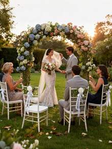 2 piezas Decoración de pasillo de boda con rosas, que incluye flores para bancos de iglesia, decoraciones para sillas de ceremonia y recepción de boda, decoración de bancos, decoraciones de iglesia, con flores artificiales, hojas de eucalipto y cintas, decoraciones de boda - color aleatorio - Ver 4