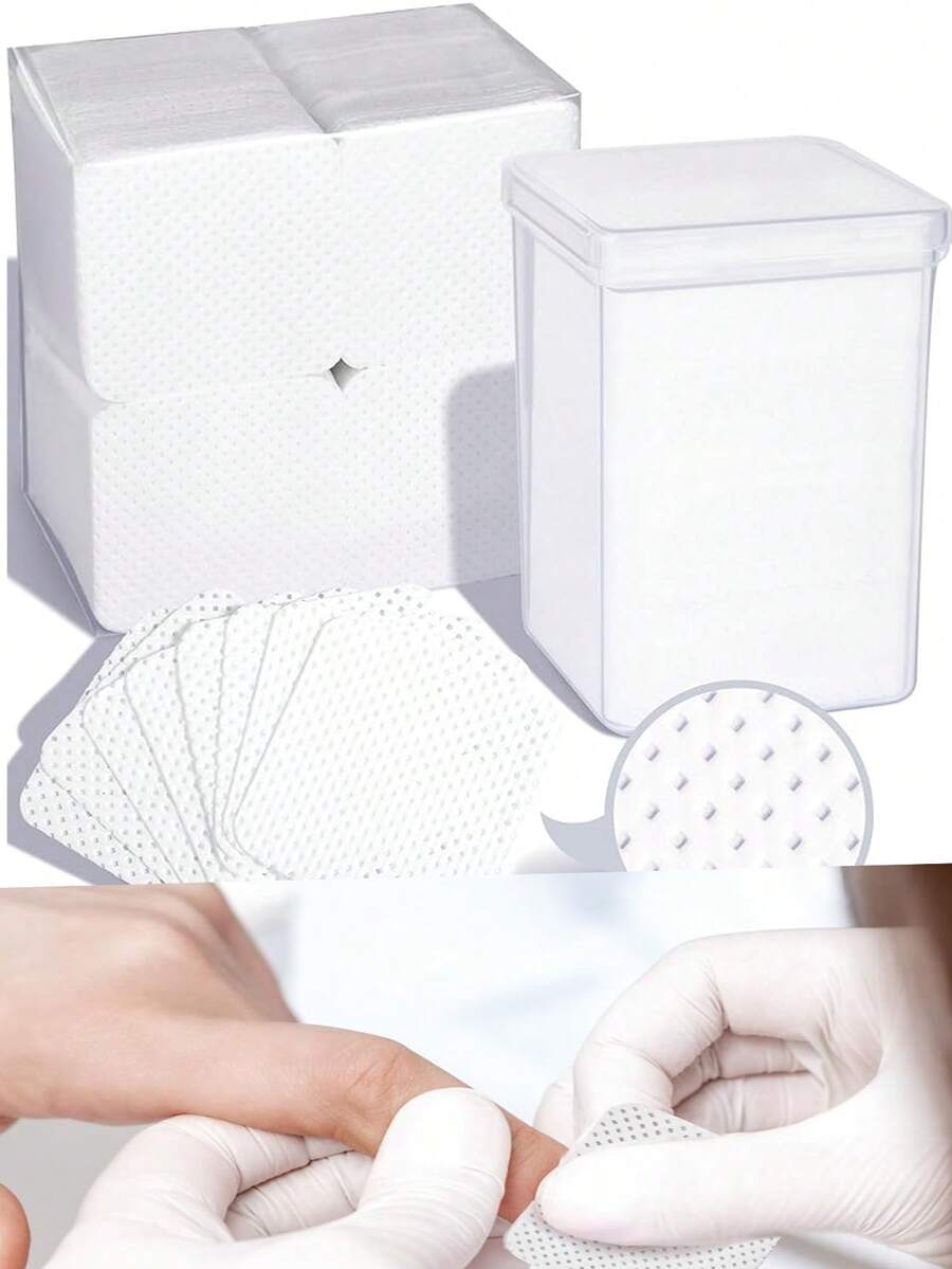 2000/1000/200 piezas Toallitas limpiadoras de uñas - Almohadillas quitaesmalte de uñas profesionales sin pelusa, Pañuelos limpiadores de gel, Herramienta de limpieza y acabado de manicura sin perfume (Blanco) - Blanco - Ver 1