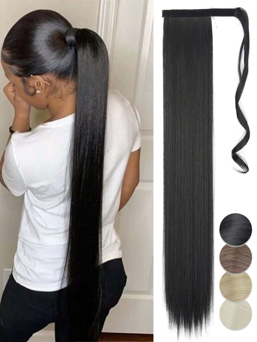 34-Inch Extra Long Straight Hair Ponytail Clip-In Extensions, Black, Brown, Blonde Colors For Daily Use - 彩色 - 查看 1