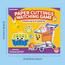 Paper Cutting Matching Puzzle Game, Paper Cutting & Pasting Matching, Montessori Education STEM Toy, Includes Shopping Basket, Pet Bag, Backpack And Medical Kit, Develop Fine Motor Skills - Multicolor - View 11