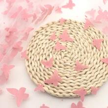 1pc Double-Sided Velvet Butterfly Pattern Plain Mesh Gauze 100% Polyester Fabric | 62.99x19.68 Inch - Pink Butterfly, Tulle Mesh With 3D Butterfly Pattern | DIY Bows, Party Capes & Photo Backdrops - Default - View 5