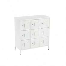 ロッカー おしゃれ スチールロッカー9人用 ホワイト 鍵付き スペアキー付 スチール製 収納 オフィス 事務所 会社 業務用 スリム かぎ付き 更衣ロッカー オフィスロッカー キャビネット オフィス用品 - ホワイト + ステンレススチール1 - チェックする 1