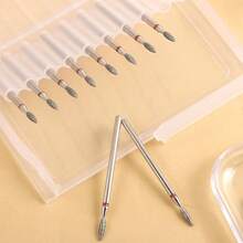10pcs Cuticle Drill Bit,Nail Drill Bits Flame Cuticle Clean Drill Bit For 3/32''Electric Nail File Machine Cuticle Bit Nail Prep Tool - Red - View 2