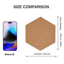 RIMEMO Hexagon Cork Board Tiles, Self-Adhesive Wall Pin Boards, Bulletin Board For Office, Home, Kitchen (1/4/6/10 Pack), Back To School - Hexagonal Cork Board - View 2