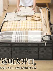 1 Bedroom Storage Artifact, Large Capacity Bedding Storage Bag, Multifunctional Bed Bottom Storage Bag, Simple Home Storage Assistant, Keeping The Space Organized, Fabric Folding Storage Box, Space Wizard, Easy To Operate, Worry Free For Changing Sea - Grey - View 3