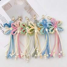 Boho 1pc Bohemian Daisy Flower Keychain With Braided Wrist Strap For Diy, Handmade, Cellphone, Handbag Decoration, Keyring Lanyard Gift Souvenir Car Accessories Bag Charm School Cute Goth Y2k - 彩色 - 查看 2