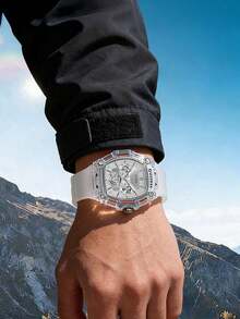 Đồng hồ nam GUESS vỏ rỗng, đa chức năng, máy quartz, mặt số lớn, phù hợp cho cả hoạt động thường ngày, dạo phố và thể thao, thời trang và thanh lịch, món quà lý tưởng cho bạn trai. - trắng - Xem 6