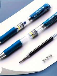 12pcs Set (2 Pens + 10 Refills) Blue Medical Gel Pens, 0.5mm Quick Dry Smooth Writing, Ergonomic Design, Suitable For Prescription Writing And Office Supplies - 2 Pens + 10 Pen Cores - View 3