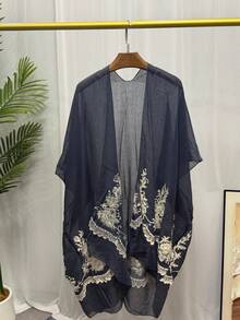 Floral Print Tassel Hem Open Front Kimono: Lightweight For Beach & Daily,Multi-Pack - PJ006 - View 4