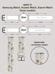 1条棕绿色棕榈树图案柔软弹性透气腕带，适用于三星、荣耀智能手表，尺寸可选38mm、40mm、41mm、42mm、46mm、45mm、44mm、49mm；沙滩度假礼物，日常休闲硅胶表带，兼容苹果手表Ultra系列SE/11/10/9/8/7/6/5/4/3/2/1 - 彩色 - 查看 7