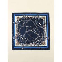 1pc Fashion Ladies' Printed 90s Square Scarf With Chain, Suitable For Daily Wear, Satin Headscarf Bandana Bandana,Hair Band,Head Band Ideal For Dressing Up Your Look - 彩色 - 查看 4