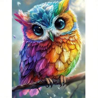 1件装[30*40厘米/11.8*15.7英寸]5D亚克力钻石画套装，猫头鹰图案，适合成人初学者DIY马赛克钻石画，全钻手工DIY钻石画，适合客厅、卧室、办公室墙面装饰，惊喜艺术家居装饰礼物，送给家人和朋友，无框