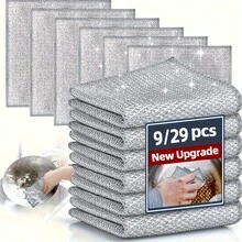 Bộ 29 khăn lau bằng dây kim loại hai lớp, đa năng, không gây trầy xước, miếng lau kim loại thần kỳ, miếng bọt biển rửa chén bằng dây kim loại có thể tái sử dụng, thích hợp cho nhà bếp, bồn rửa, dụng cụ nấu nướng và lau khô/ướt. - khăn lau dây kim loại - Xem 3