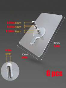 6个现代自粘式墙钩，可重复使用，PC+不锈钢螺丝，无需钻孔，适用于厨房置物架、客厅搁板、浴室毛巾架，可拆卸，无需用电 - 透明 - 查看 15