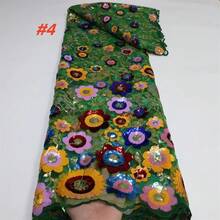 奢华非洲亮片蕾丝面料，2026款高品质尼日利亚新娘婚纱刺绣法式薄纱蕾丝面料，适用于缝制礼服 - A - 查看 2