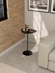 Inaugurates Furniture Organic Side Table 60cm Support For Living Room Corner Sofa High Industrial Steel Base - Hitam - View 3