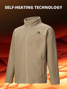 CAMEL CROWN Men's Warm Fleece Lined Long Sleeve Jacket, Thick Sports Windbreaker For Spring & Autumn - Coconut Shell - View 2
