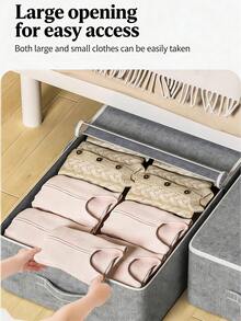 1pc Thick Foldable Storage Bag, Large Capacity Underbed Storage Bag, Utilize Wardrobe Space, Seasonal Clothes Storage Bag, Transparent Window For Easy Viewing, Waterproof & Dustproof Reinforced Handle, Suitable For Home & Dorm Organization - Beige - View 4