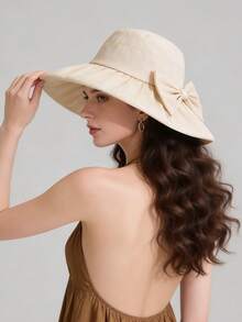 1pc Women's Casual Sun Hat, Large Brim Bucket Hat For Beach, Suitable For Outdoor Daily Use,Summer - Multicolor - View 1
