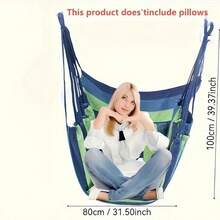 Hammock Swing Chair - Sturdy Metal Frame, Foldable, Portable, Supports Up To 500 Lbs, Comfortable Seating, Ideal For Patios And Lawns, Cotton Blend Fabric, Suitable For Indoor/Outdoor Use. Designed For Bedrooms, Outdoor Spaces, Patios, Balconies, Porches, And Decks. Hanging Hammock Chair With Rope Swing. - C - 查看 11
