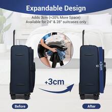 TSA Lock 360° Spinner Wheels Expandable Lightweight Softshell Polyester Luggage Carry-On, Cabin, 20/24/28 Inch Suitcase & 3-Piece Set For Travel - Navy Blue - View 3