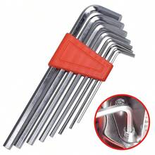Juego de 8 piezas de llaves hexagonales métricas/imperiales, juego de herramientas en forma de L de brazo corto, tamaño de bolsillo portátil - Ver 2