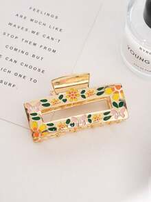 1pcsThe New Yellow Flower Zinc Alloy Square Hairpin From Europe And America Is Suitable For Travel And Daily Wear, Looking Fresh And Sweet - Multicolor - View 1