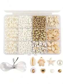 Hộp đựng ngọc trai 10 ngăn, Bộ dụng cụ làm vòng tay và dây chuyền phong cách đại dương, Bộ phụ kiện thủ công DIY đa dạng cho vòng tay, dây chuyền, mặt dây chuyền và các dự án thủ công khác. - Nhiều màu - Xem 8