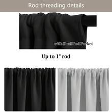Cortina pequeña opaca, cortina para ventana de caravana/autocaravana, cortina parasol, diseño minimalista de unicolor, instalación práctica con bolsillo para barra, adecuada para caravana, autocaravana, dormitorio, sala de estar, cocina - Negro 1 pieza - Ver 6