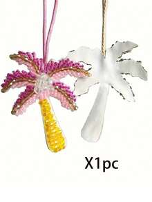 1 pieza Llavero de palma hecho a mano con cuentas - Diseño tropical verde, rosa y amarillo - Regalo para fiesta de playa bohemia, accesorio con cuentas duradero y unisex, esencial para viajes y uso diario, colgante de árbol de palma - Ver 11