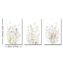 1/3pcs Set Unframed Wildflower Nursery Canvas Poster Boho Botancial Floral Butterfly Wall Art Print Minimalist Girl Room Aesthetic Decor Painting For Apartment,Living Room,Bedroom,Modern Home Decoration - A - View 12