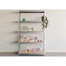 Estante Ajustable de 5 Niveles Metal-MDF 180x40x90 cm - Organizador Resistente en Color Gris para Casa y Oficina - Blanco y Negro - Ver 1