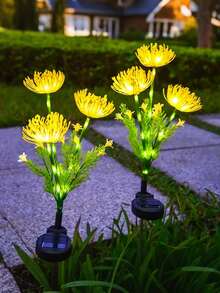 太阳能宇宙花花园插地灯,户外装饰路径照明,精美花卉装饰,适用于庭院、花园、草坪景观照明 - 均碼 - 查看 6