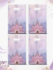 10/25/50 chiếc Túi quà nhựa hình lâu đài công chúa màu tím 16.5*25cm có tay cầm, chống thấm nước, có thể tái sử dụng, chủ đề cổ tích, thích hợp cho sinh nhật bé gái, tiệc công chúa, tiệc tiết lộ giới tính, tiệc mừng em bé chào đời. - Màu tím - Xem 8