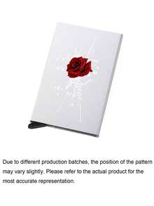 Slide-Out Wallet - Elegant Red Rose Black Anti-Theft ID Card Holder, Compact Minimalist Metal Credit Card Holder With Slide-Out Card Box, Printed Pattern, RFID Blocking Credit Card Wallet, Portable Business Card Holder - Multicolor - View 11