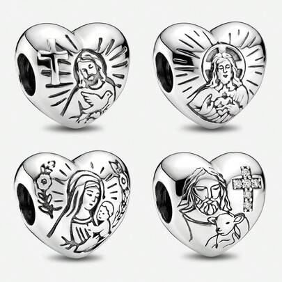 1Pc 925 Sterling Silver Jesus Redemption Bead Fit Bracelet Necklace Bead DIY Jewelry Making Gift For Friend