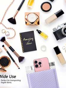 50个紫色气泡邮寄袋，紫色快递袋，自封紫色气泡包装袋，防水泡沫自粘密封收纳袋，简约商务收纳袋，适用于邮寄礼品、书籍、手机等产品，母亲节、毕业季礼品包装 - 淡紫色 - 查看 3