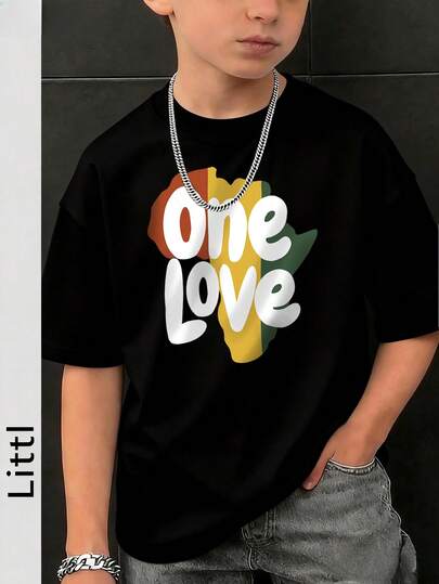 Tween Boys Casual Printed Crew Neck Short Sleeve T-Shirt, Summer Top