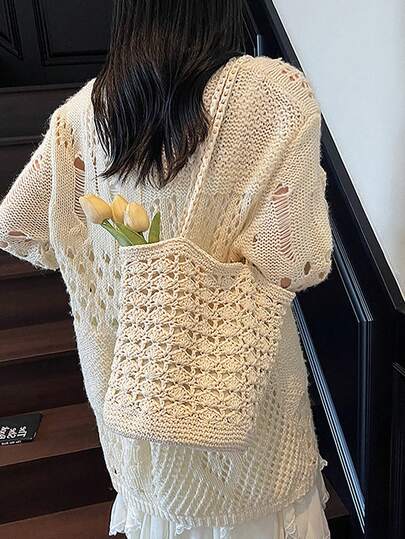 2026 New Handmade Woven Women's Summer Commuter Shoulder Bag, Large Capacity Tote Bag, Beach Vacation Bag