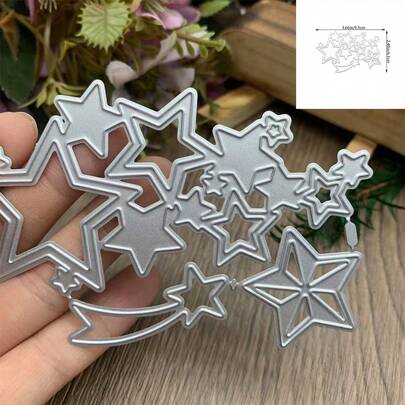 1pc Silver Star Cluster Edge Cutting Die, Suitable For Card Making, Scrapbooking Decoration, Die Cutting And Embossing Crafts