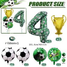 7件套足球主题派对装饰套装，包括0-9数字40英寸绿色足球铝箔气球和金色奖杯，适合生日、周年庆典、体育主题派对装饰。 - 足球獎杯款 - 查看 12