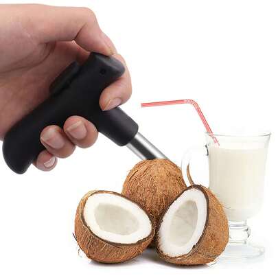 1 pieza Abridor manual de coco de acero inoxidable, herramienta para perforar agujeros en el coco, abridor de cáscara de coco